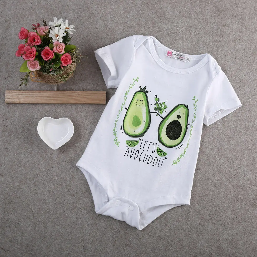 Let's Avocado Printed Bodysuits for Baby Girl Short sleeve Jumpsuits | Детская одежда и обувь