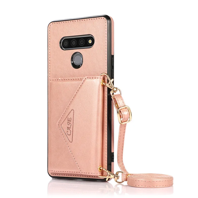 Для LG Stylo 6 Чехол с плечевым ремнем кошелек кожаный чехол для 7 5G Капа Чехол-книжка