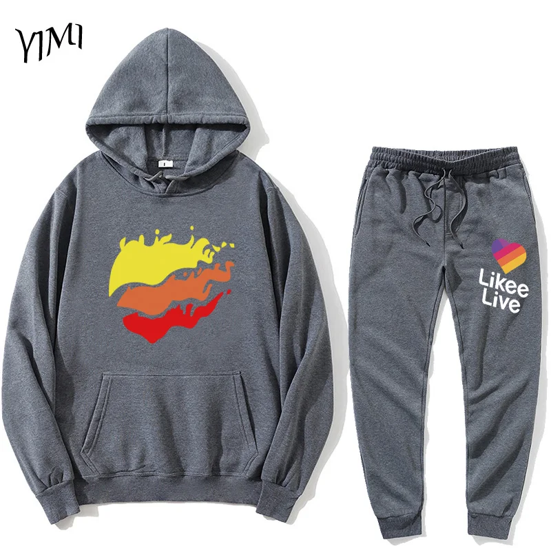

Men Casual Sets 2021 Winter New Brand Splice Jogger Tracksuit Zipper Hoodies+Pants 2PC Sets Men's Sportswear Sport Suit Clothing