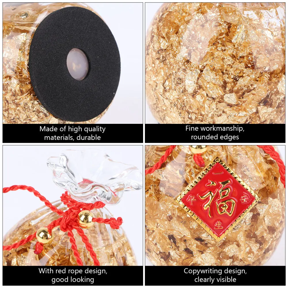 

1pc Money Bag Shaped Crystal Adornment Desktop Ornament for Home (Golden)