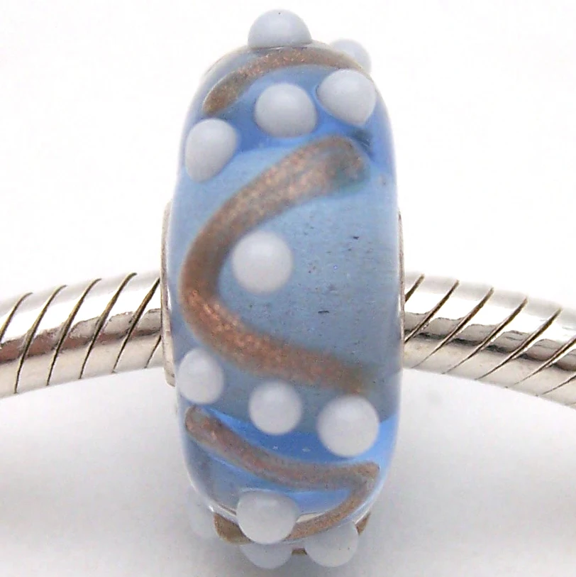 

PJG2677 100% S925 Sterling Silver Beads Murano Glass beads Fit European Charms Bracelet charms diy jewelry Lampwork GlassBeads