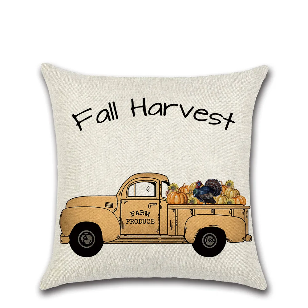 

Happy Fall Leaf Pumpkin Printed Cushion Cover Orange Halloween Pillows Cover Sofa Seat Pillow Case 45x45cm Home Decor