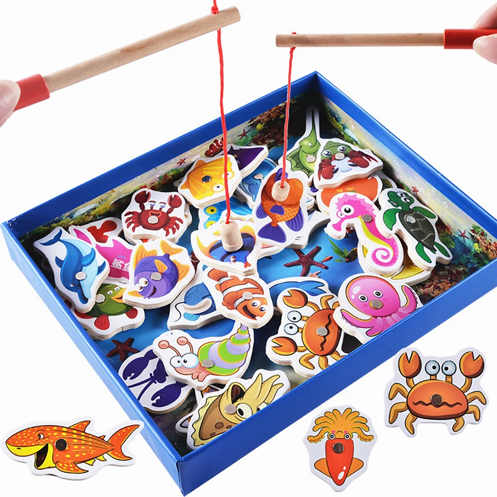 

Gifts Rods For Kids Funny Outdoor Wooden Non Toxic Magnetic Playing Toddler Fishing Toy