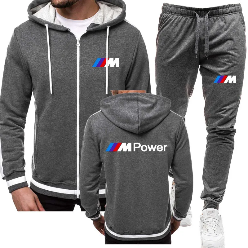 

Hot sale New Autumn Tracksuit Men BMW M car logo print Mens jackets Sportswear Fashion casual Men's Hooded Jacket sports set