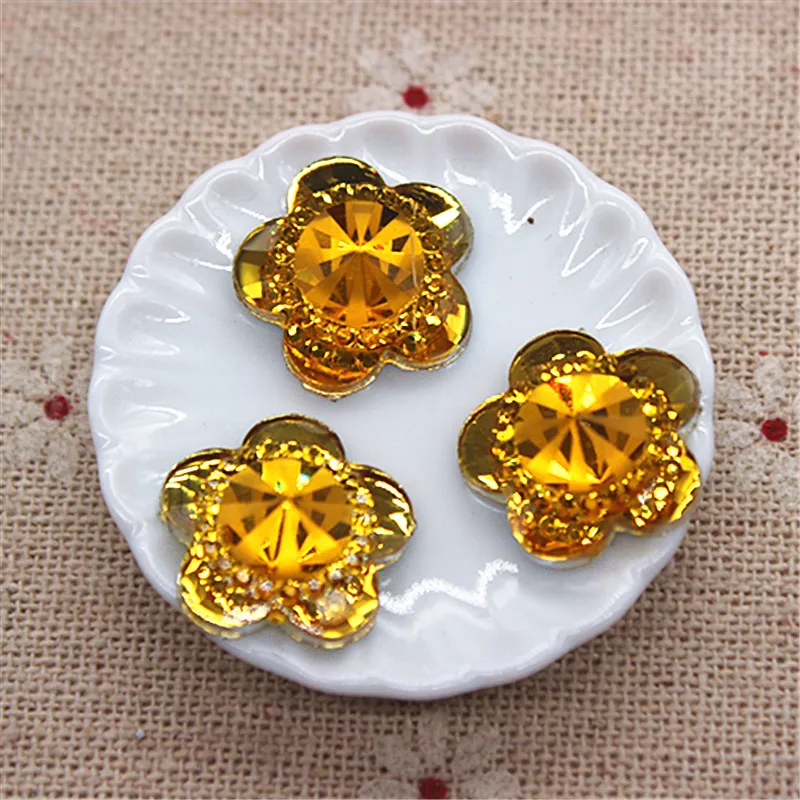 50 шт 16 мм прозрачный/красный/розовый/синий/фиолетовый/золотой смолы Bling Flower Flatback