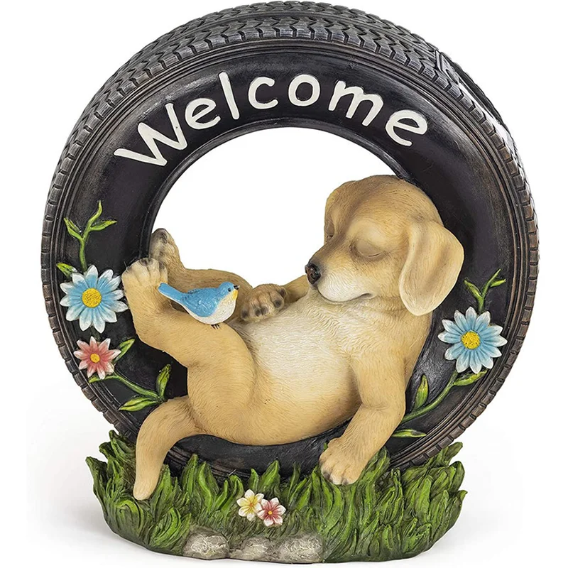 

Outdoor Dog Solar Powered Lamp Garden Statues Waterproof Garden Solar Lights Outdoor Garden Night Light for Lawn Yard Décor