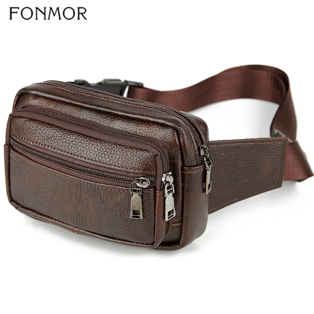 Поясная Сумка из натуральной кожи для мужчин многофункциональная забавная