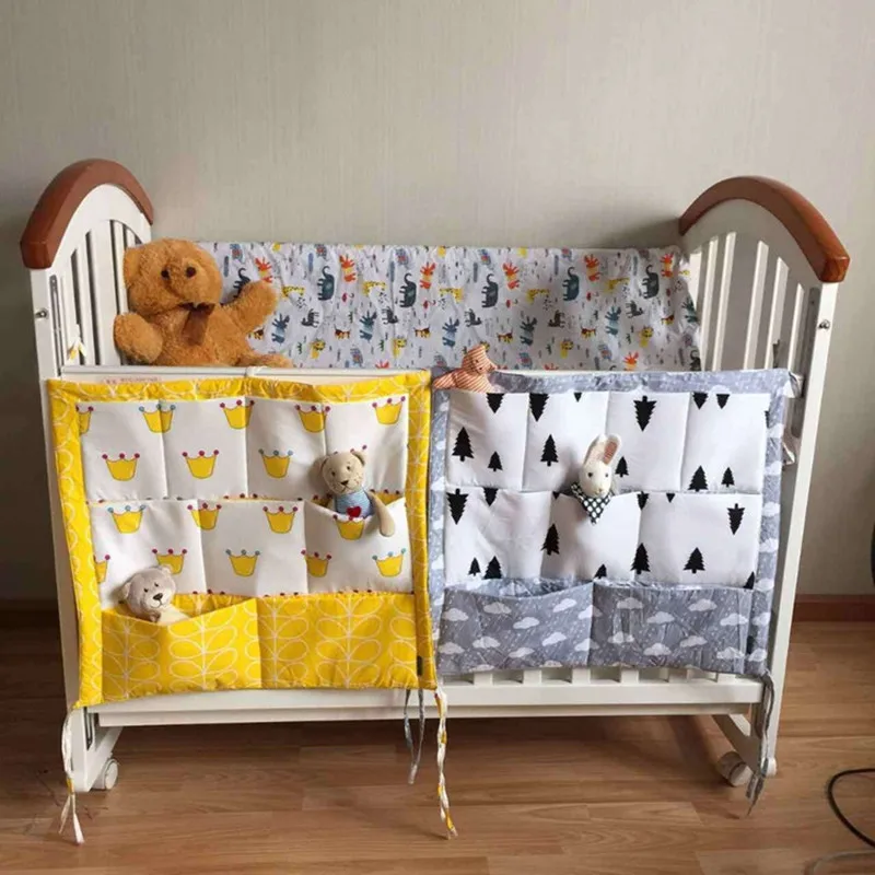 

Baby Bed Hanging Baby CotStorage Bag Cotton Newborn Crib Organizer Toy Diaper Pocket for Crib Bedding Set Accessories Baby Cot
