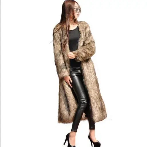 Mink Women Coats 2019 Long Winter Faux Fur Coat Ladies Outwear Sleeve Luxury Female Plus Size G471 | Женская одежда