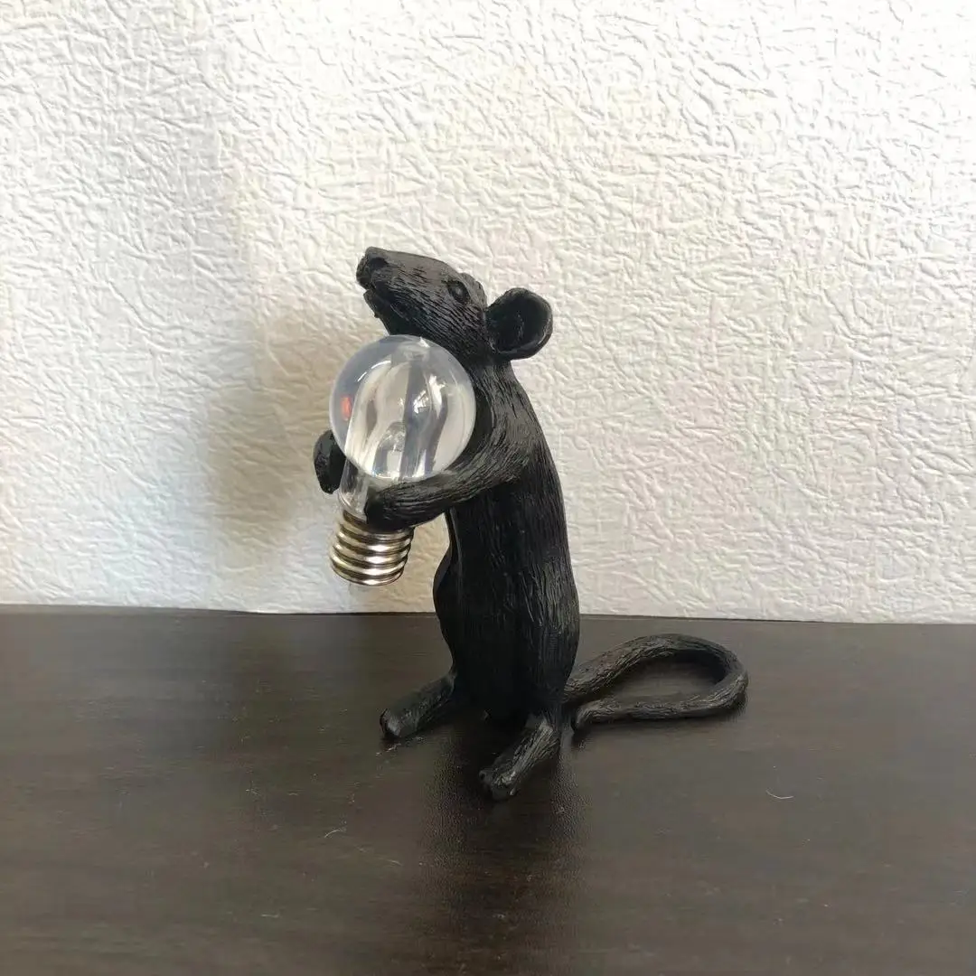 

Nordic Resin Animal Rat Mouse Table Lamp Small Mini Mouse Cute LED Night Lights Home Decor Desk Light Fixtures Bedside Luminaire