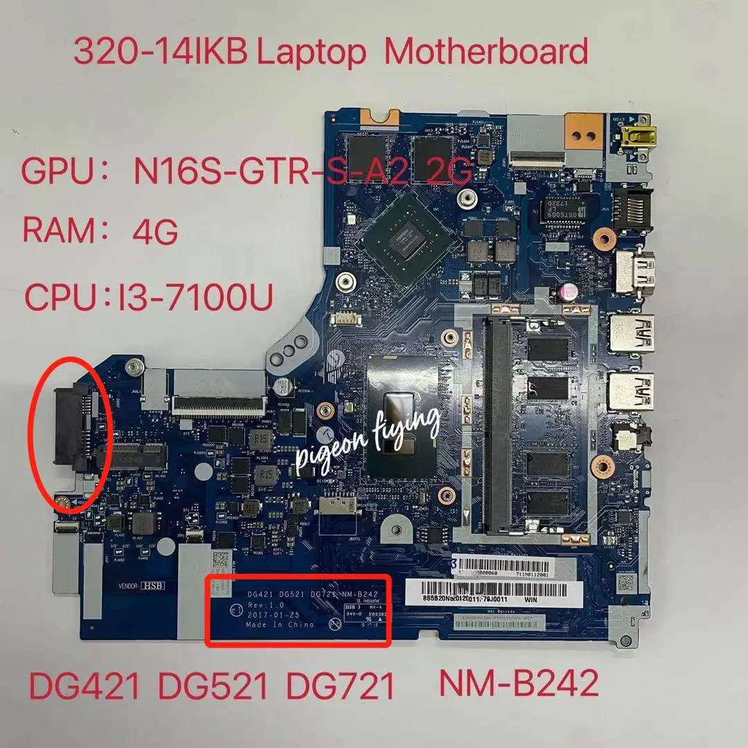 

FOR Lenovo Ideapad 320-14IKB Laptop Motherboard CPU: I3-7100U VGA 2G 4G NM-B242 FRU 5B20N82313 5B20N82319 5B20N82291 5B20N82193