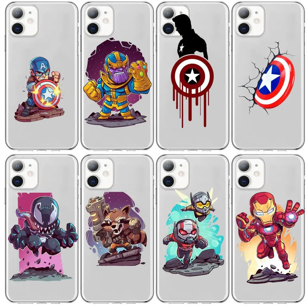 

Marvel superhero Anime Style Phone Case cover For iphone 11 pro max Cases 12 8 7 6 s XR PLUS X XS SE 2020 mini Transparent cel
