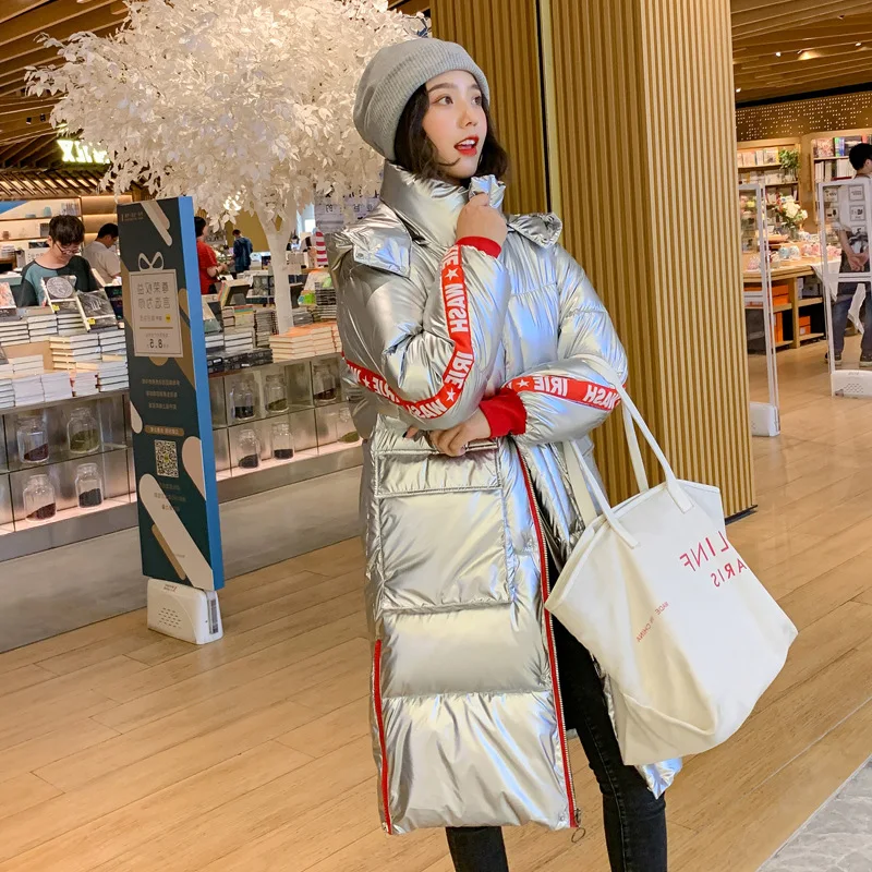 Женское длинное пальто с подкладкой из хлопка Свободное выше колена ярким