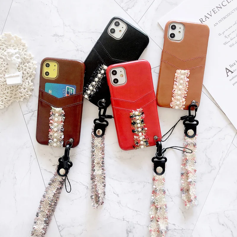 

leather credit card Holder Wallet Case for Iphone SE 2020 11 Pro Max 8 7 6 Plus XR XS X Luxury Slim Hard Back Cover Case