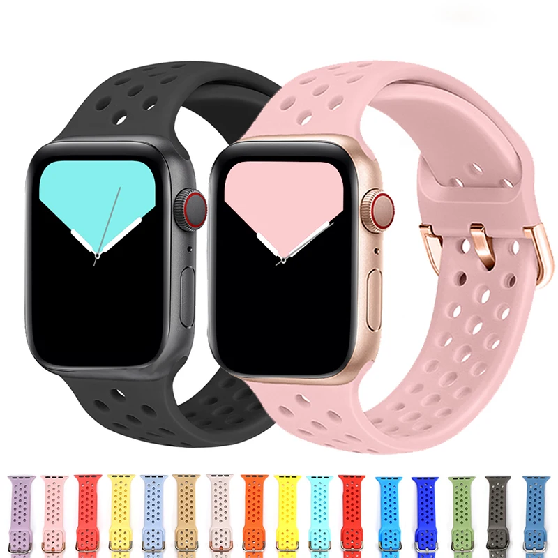 Силиконовый ремешок для apple watch 5 4 3 2 1 band 40 мм 44 iWatch 38 42 спортивный браслет Apple