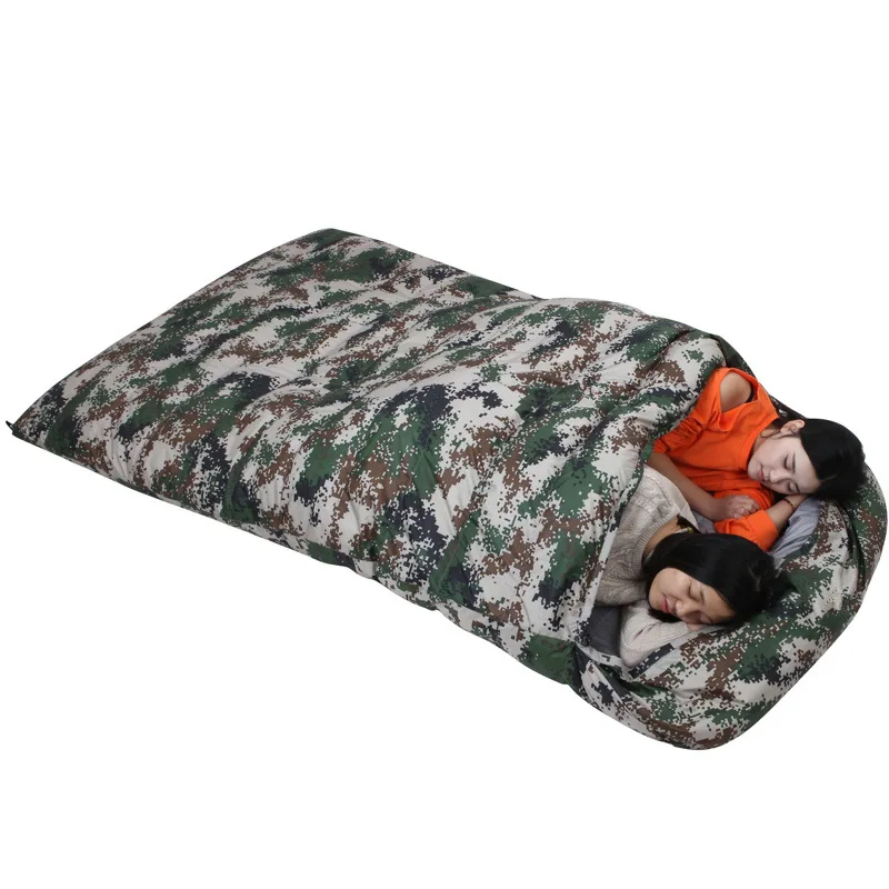 

Зимний теплый спальный мешок для 2 человек, ультралегкий спальный мешок большого размера с гусиным пухом для кемпинга, водонепроницаемый Зи...