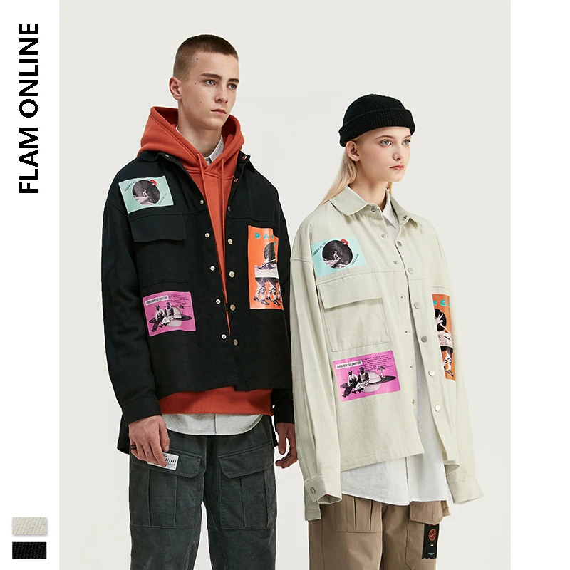 2019 Осенняя модная черная белая свободная Мужская Повседневная рубашка уличная