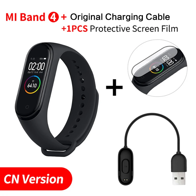 CNAdd Original Cable Xiaomi Mi 4 смарт-браслет монитор сердечного ритма фитнес-трекер полноцветный AMOLED дисплей Водонепроницаемый BT5.0 - Цвет: CNAdd Original Cable