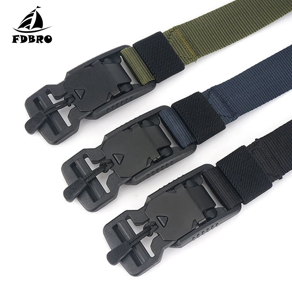 Мужской холщовый ремень FDBRO камуфляжный тактический с магнитной пряжкой из