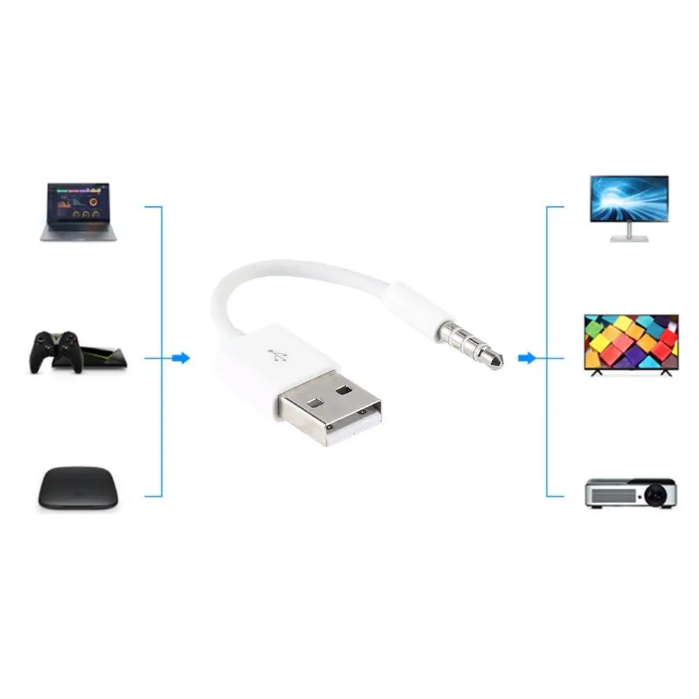 Портативный короткий USB кабель для зарядки и синхронизации данных с разъемом 3 5