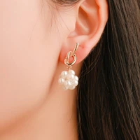 asymmetrical knotted pearl earrings beautiful small fresh earrings