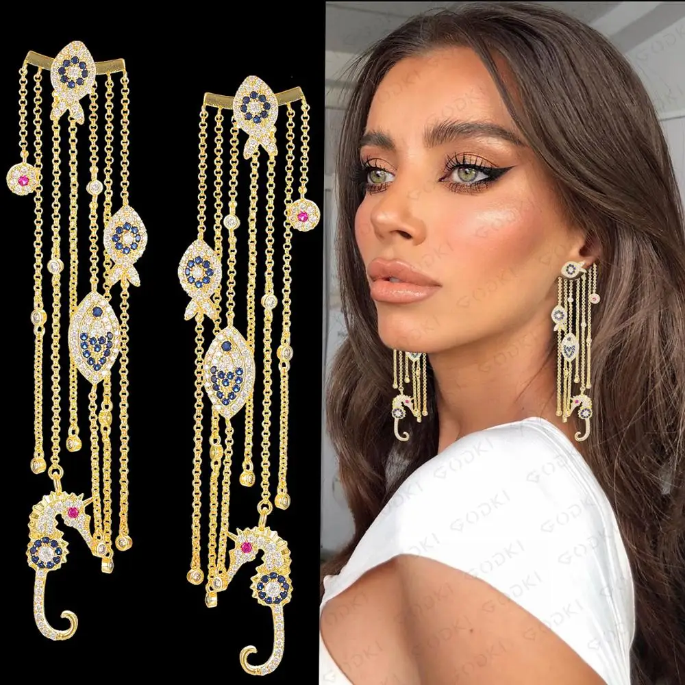 GODKI Ocean коллекция амулеты 2021 трендовые полностью AAA кубический циркон CZ