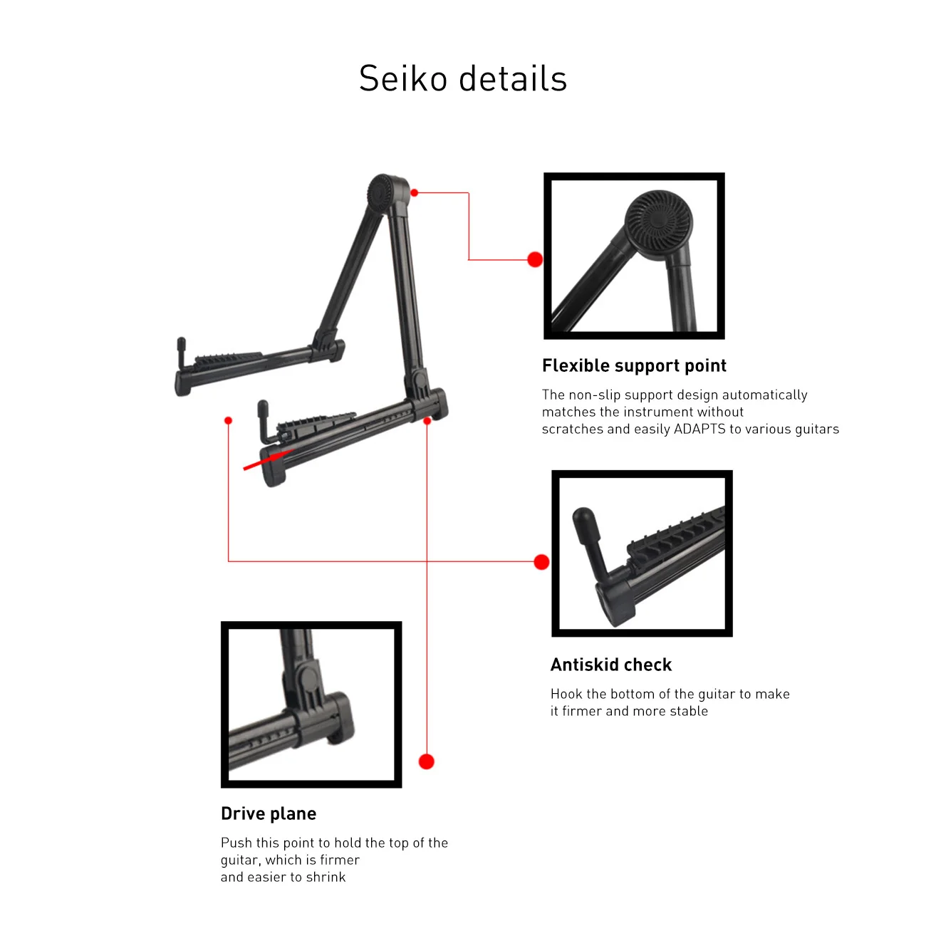 

Guitar Stand ABS Lightweight Retractable Foldable Stand Holder A Shelf Home Stand Stand Guitar Stand Floor Standing