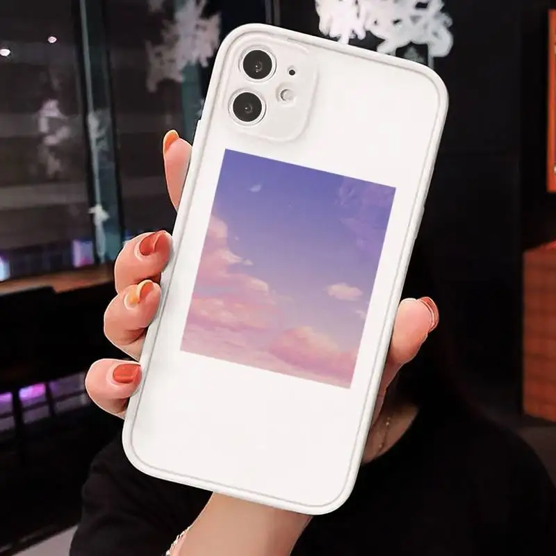 

Sweet sky pink Cloud Great printing Phone Case Matte Transparent for iPhone 7 8 11 12 s mini pro X XS XR MAX Plus cover funda
