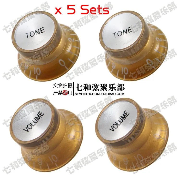 

5 Sets Gold Speed Control Knobs for Electric Guitar (2 Volume & 2 Tone) LPN-GD-2T2V-5 Guitar part