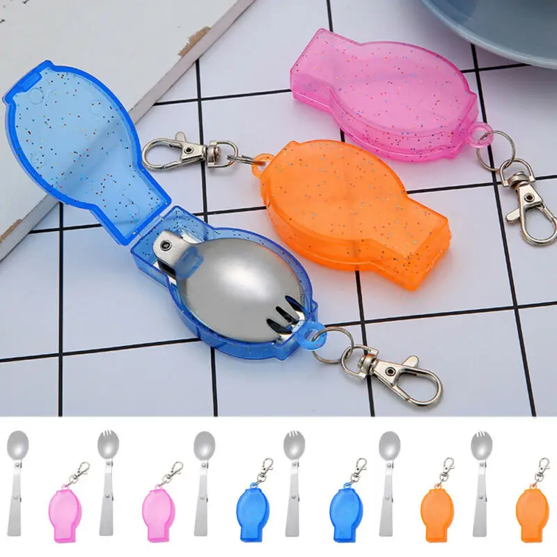 Портативная Складная ложка вилка набор многофункциональных столовых приборов