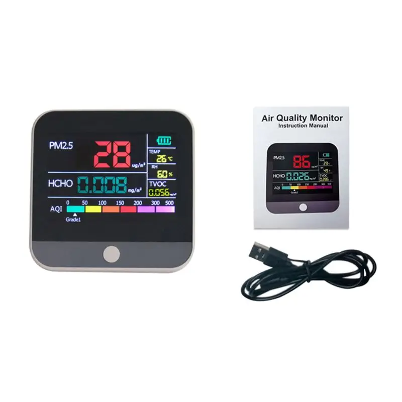 

Home PM2.5 Formaldehyde Detector Air Quality Monitor Dust Sensor LCD Digital Display Pollution Tester
