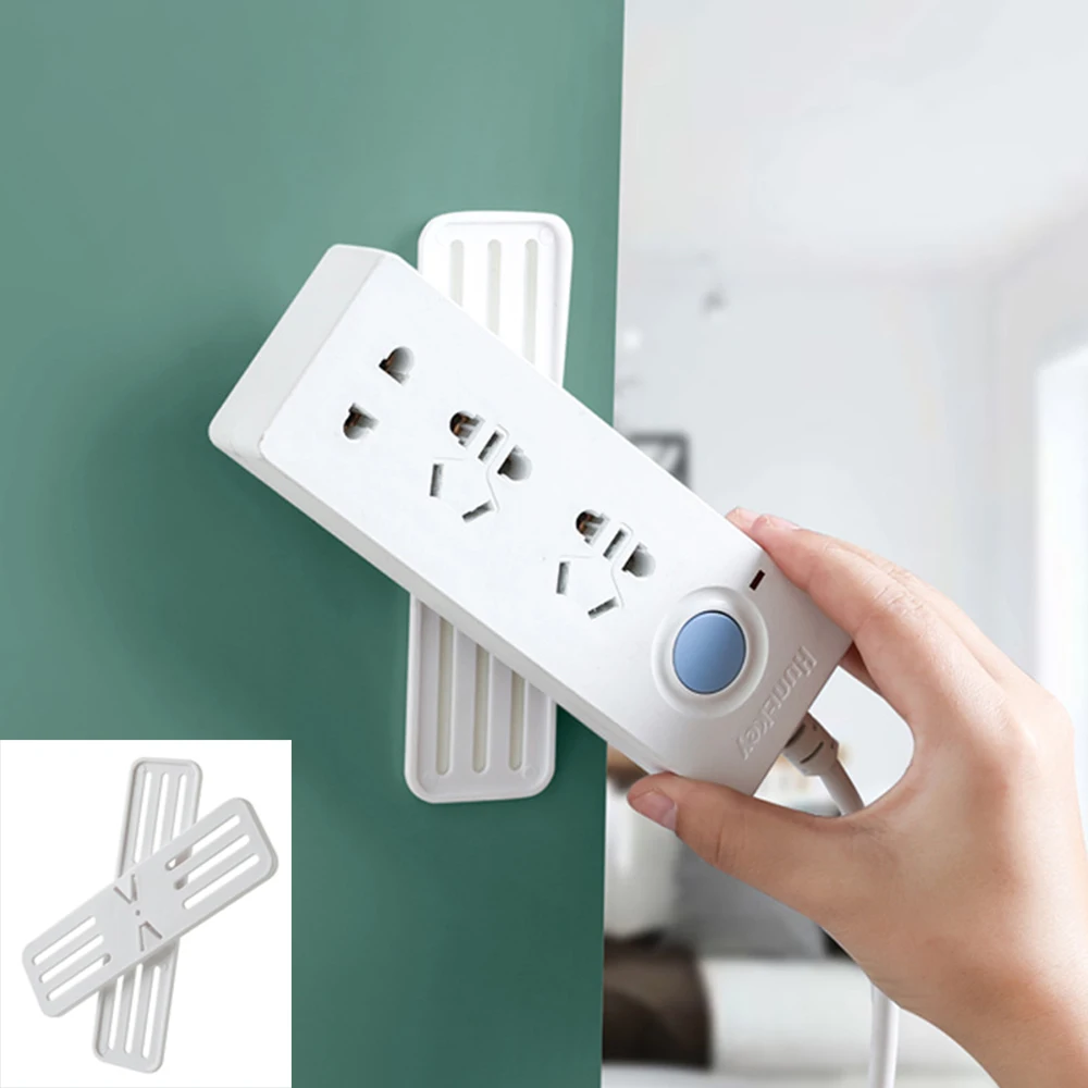 

ADOREHOUSE Wall-Mounted Power Strip Holder Rotatable Fixer Plug Punch-free Sticker Holder Sockets Storage Cable Wire Organizer