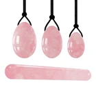 100% натуральные вагинальные массажные шарики яиц из розового кварца, тренажер мышц Кегеля, тазовый пол, подтягивающий кристалл, Нефритовый камень, набор инструментов