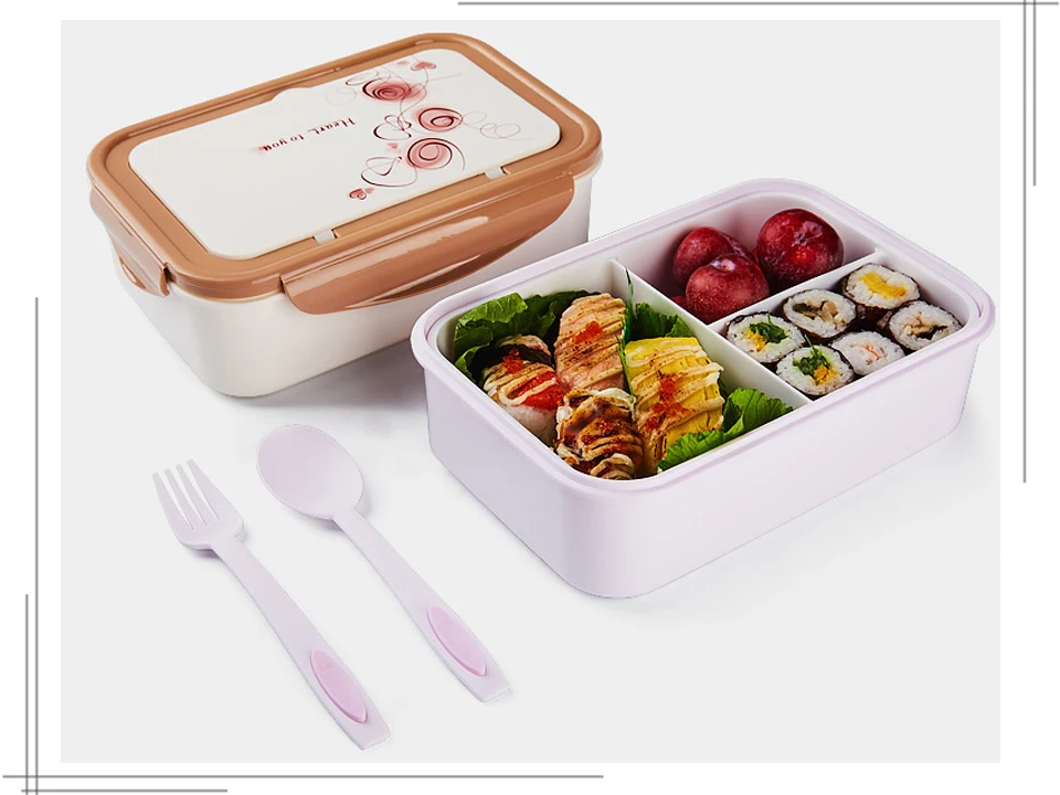 1400 мл, японский контейнер для обеда, Bento box, контейнер для хранения еды, Bento с ложками, палочки для еды для детей