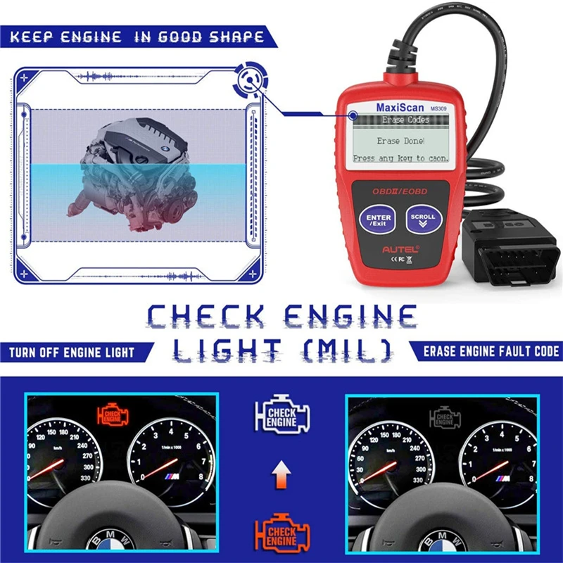 Считыватель кодов MS309 CAN BUS OBD2 диагностический инструмент с поддержкой нескольких