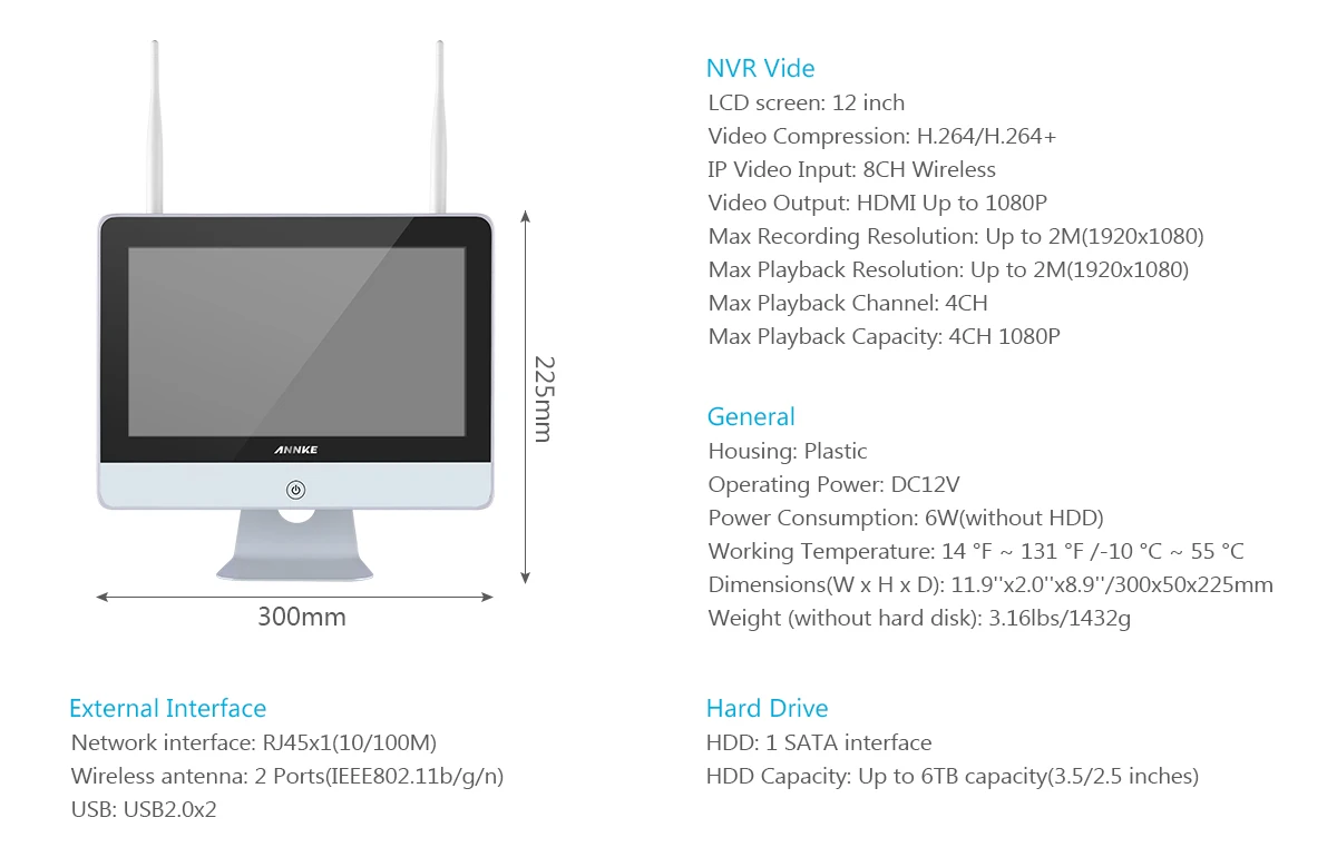 ANNKE 8CH FHD Wi-Fi беспроводная NVR CCTV система 1080P IP камера wifi уличная Водонепроницаемая CCTV камера безопасности комплект видеонаблюдения