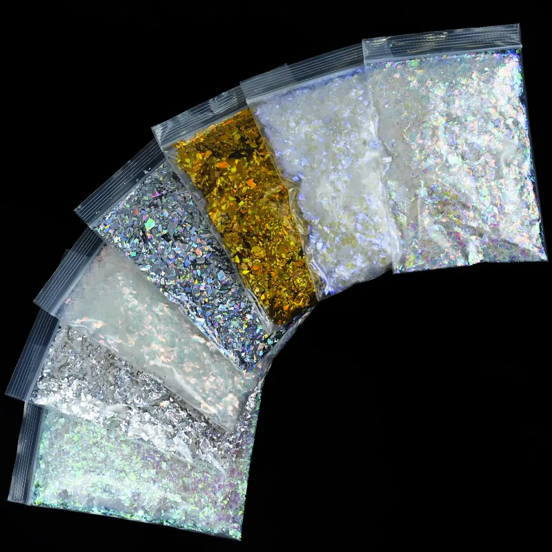 1 мешок неправильный shard чешуйчатая блестящая фольга блестки опалесцентные