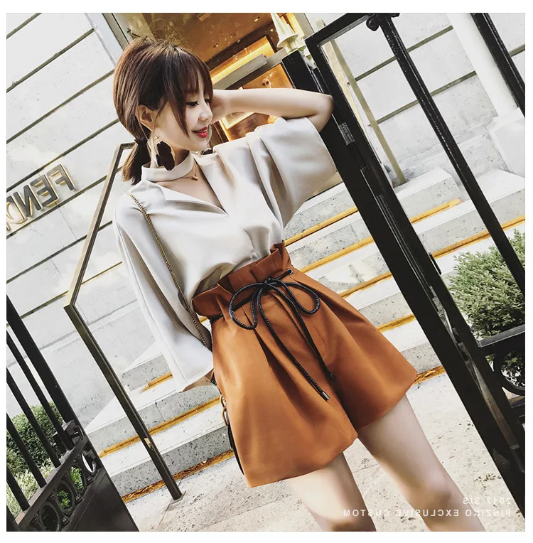 Новинка 2018 женское платье весна лето два предмета костюмы v образный вырез блузка