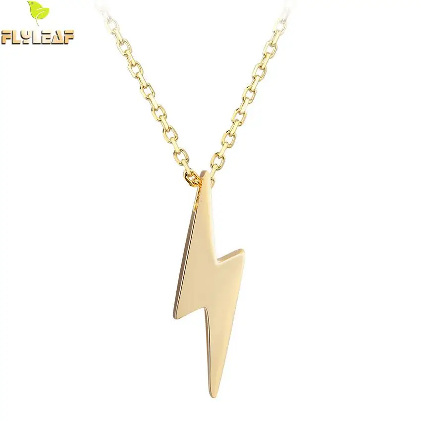 Flyleaf Золотое глянцевое ожерелье с молнией и кулонами 100% Стерлинговое Серебро 925