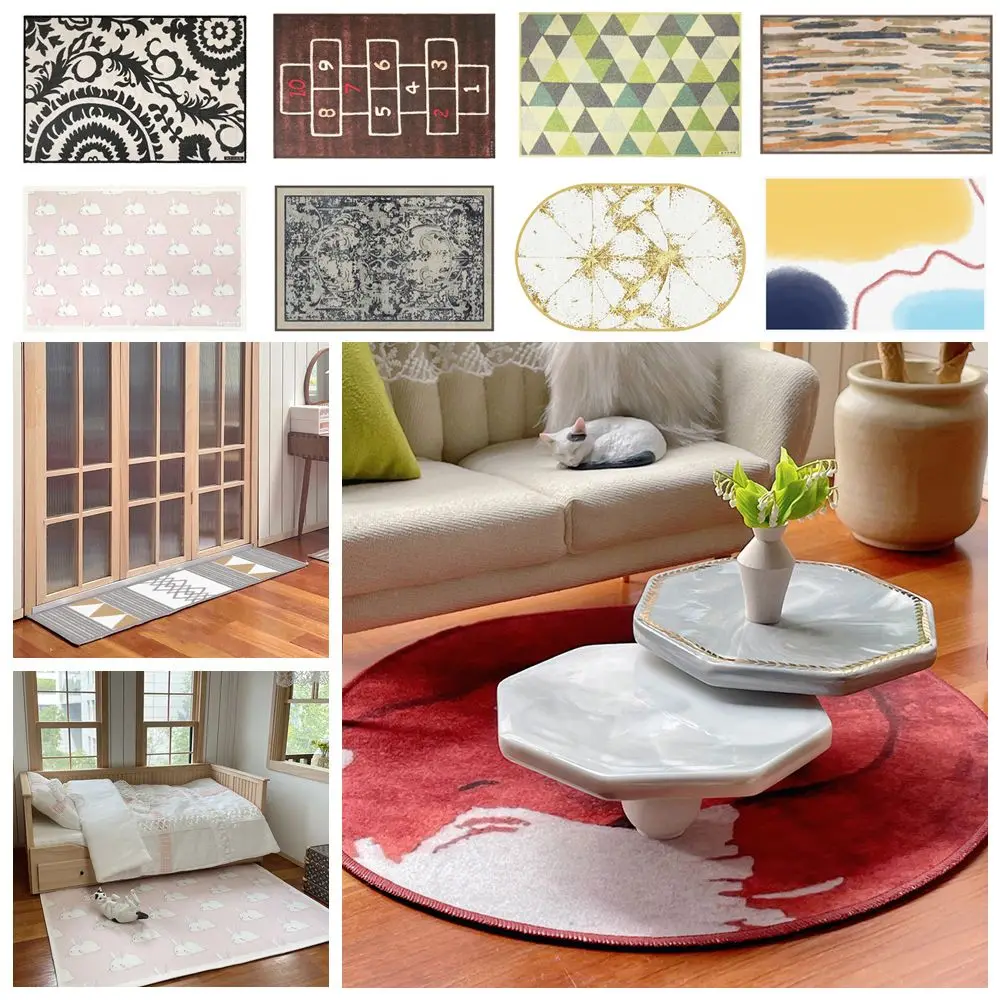 

Аксессуары, модель сцены, напольные покрытия для игрового домика, ковер для кукольного домика, миниатюрный Специальный ковер с мультяшным рисунком