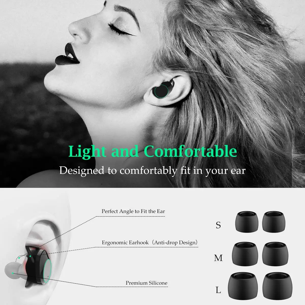 Беспроводные наушники, Bluetooth наушники, спортивные наушники, беспроводные наушники-вкладыши, басовые наушники для Redmi Xiao, huawei, samsung, Iphonexr, 7, 8