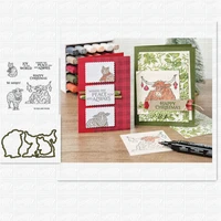 yuletide pasture metal cutting dies and stamps 2020 diy scrapbooking stencils die cut cutter card embossing silicone clear stamp