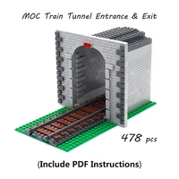 478 pcs moc train tunnel exitentrance model set mountain railway track compatible 53401 city train parts building block diy toy