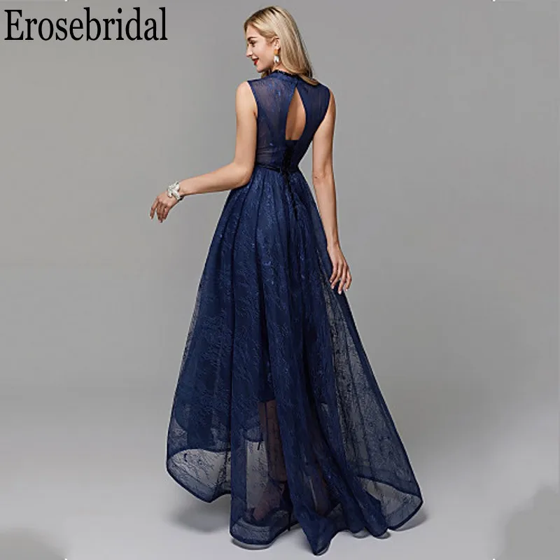 Erosebridal кружевное вечернее платье вечерние длинные темно-синее длинное вечернее платье для женщин кружевное платье на спине soiree