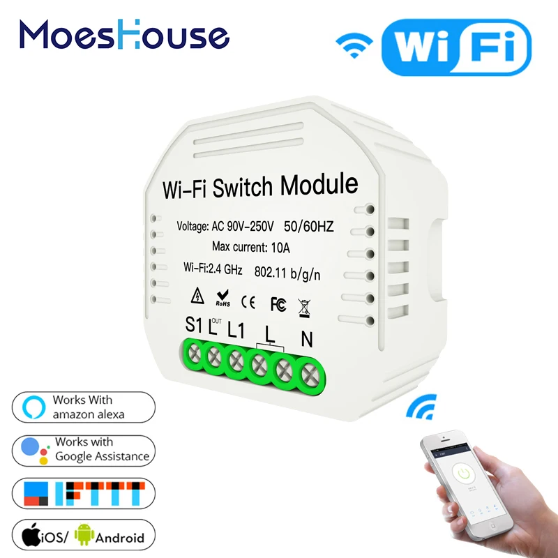 2 способа Wifi умный светильник переключатель Diy релейный модуль Smart Life/приложение Tuya беспроводной пульт дистанционного управления работает с Alexa Echo Google Home
