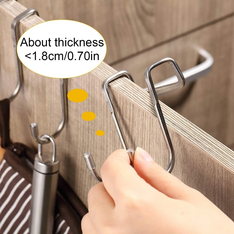 

6 Pieces Over Door Hook Metal Door Hanger Cabinet Drawer Hanger Hook for Hanging Clothes Towel Coats, Cabinet, Closet