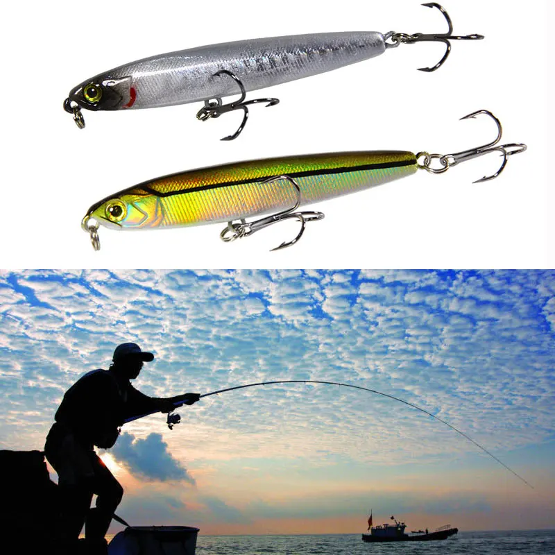 

1pcs Sinking Fishing Lures 18g/14g Artificial Pencil Laser Minnow 3D Eyes Bionic Floating Pike Bass Fishing Tackle Hard Bait