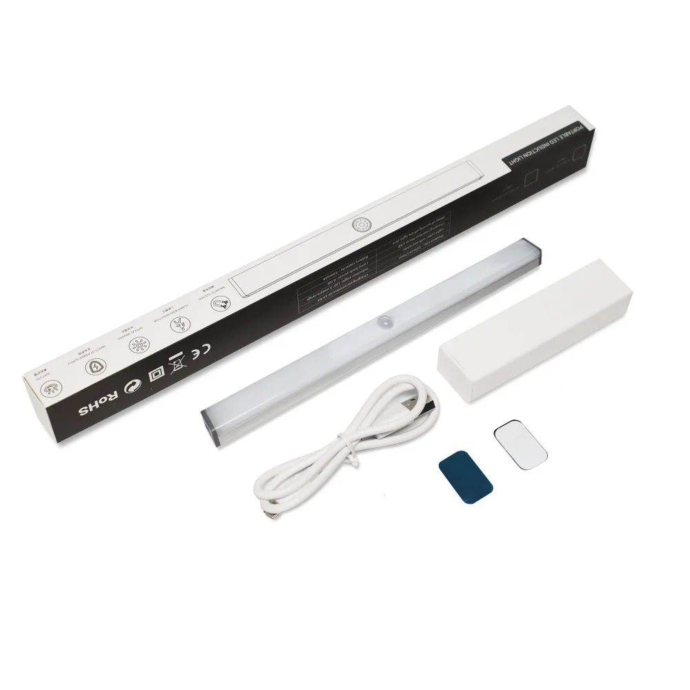 

10/14/20/36 LEDs Long Strip Night Lamp Magnetic PIR Motion Sensor Closet Light USB Rechargeable For Home Bedroom Stairs Kitchen