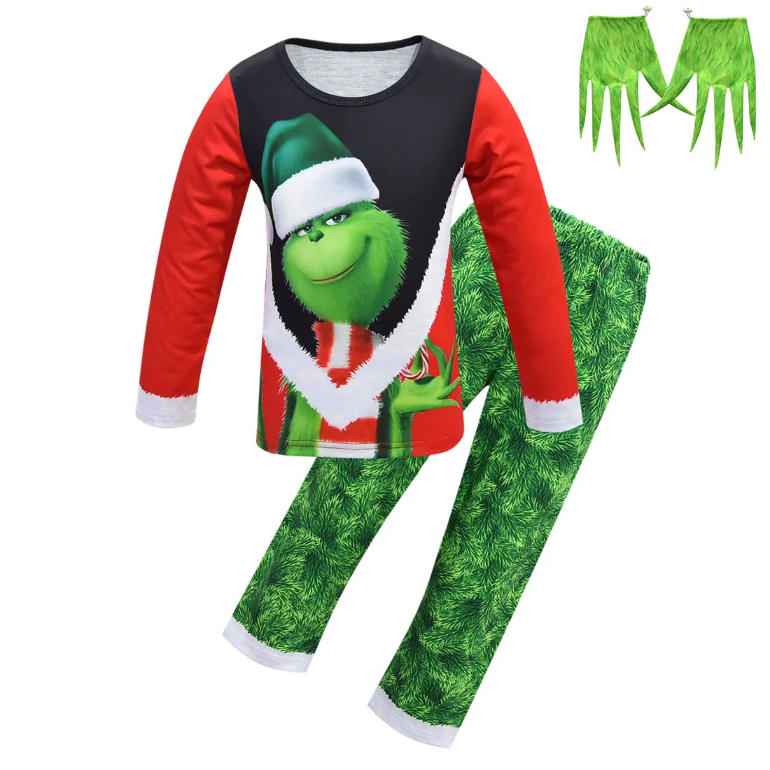 Рождественский пижамный комплект Grinch для мальчиков; Пижама для костюмированной вечеринки; Новинка; Рождественская Детская одежда для сна; комплект домашней одежды для костюмированной вечеринки; Рождественская детская одежда - Цвет: 1693-188