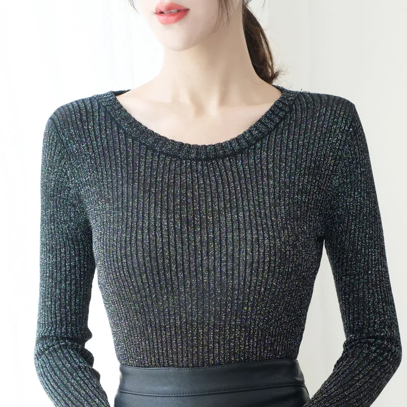 2021 Модные женские свитера с О-образным вырезом длинным рукавом топы повседневный